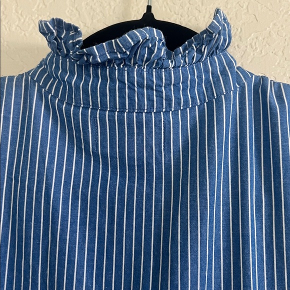 Mille Victoria Dress Tiered Ruffled Maxi In Harbor Stripe. Size M - Picture 10 of 14